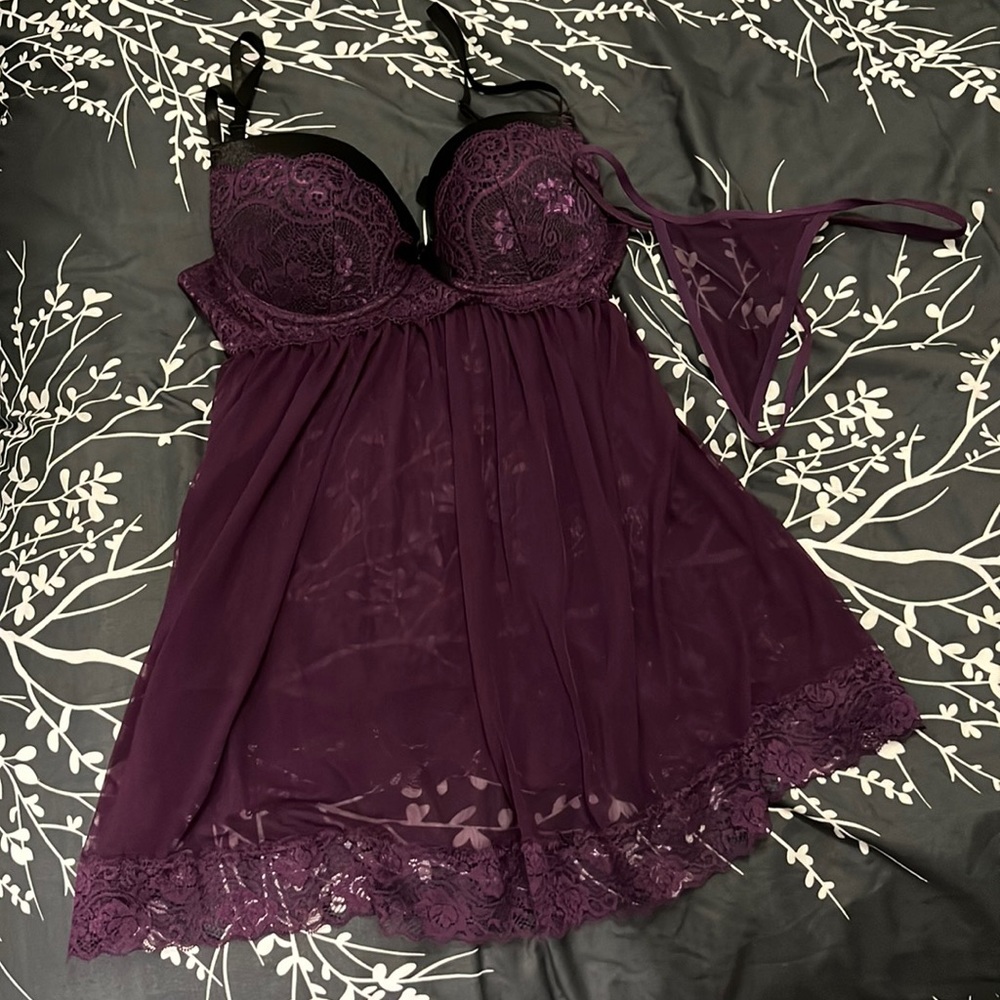 Purple lace teddy NWT